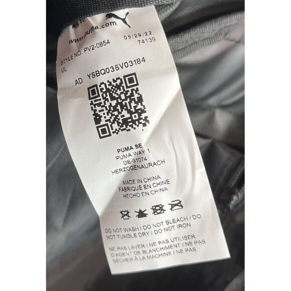 Puma Black Gym/Duffle Bag With Adjustable Strap Mesh Panel & Zippered Pockets - Picture 5 of 7